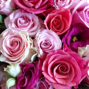 Boeket Rozen roze gemengd